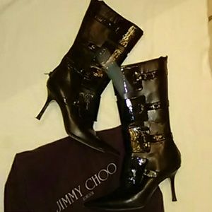 Barneys Jimmy Choo blk boots 3" heels